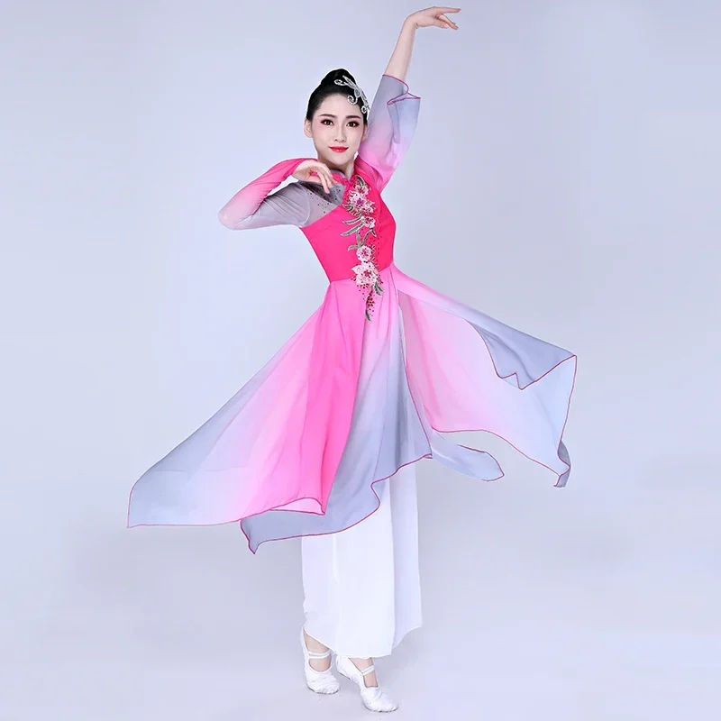 クラシックダンス衣装女性ファンダンスジャスミン Yangko ダンス女性のための中国風ウエストドラムステージ衣装オリエンタルドレス