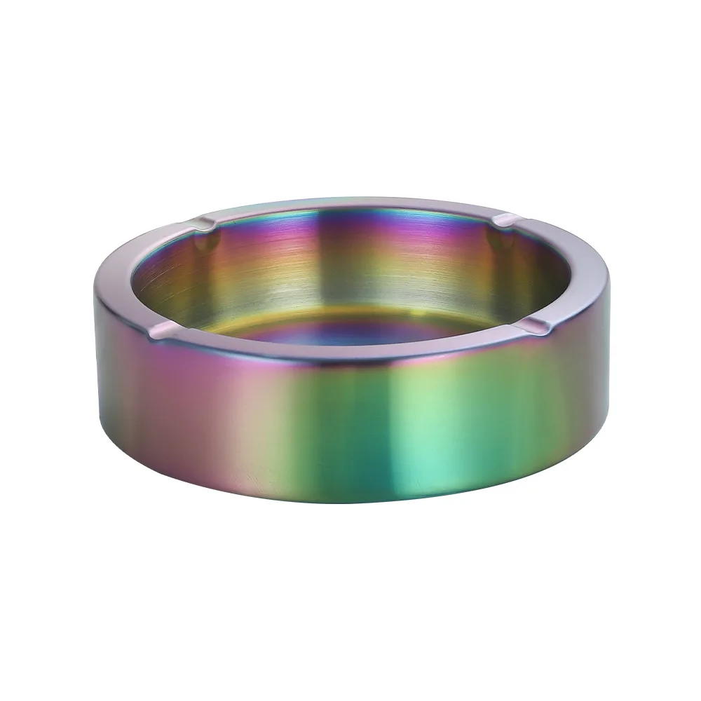Thickened Stainless Steel Ashtray Large Size Anti-fall Creative Metal Ashtray for Home Hotel Internet Cafe Living Room