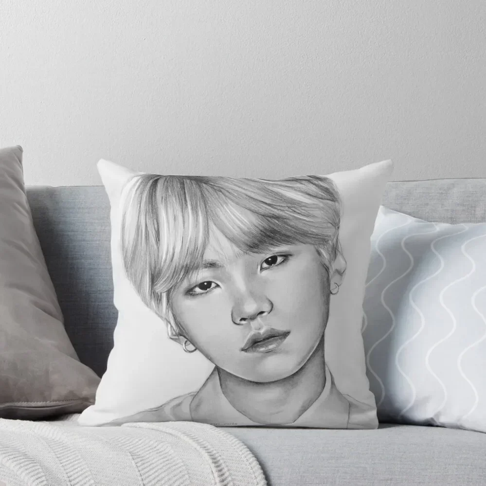 Yoongi Pencil Drawing Throw Pillow autumn decoration Pillowcase Cushion Marble Cushion Cover pillow