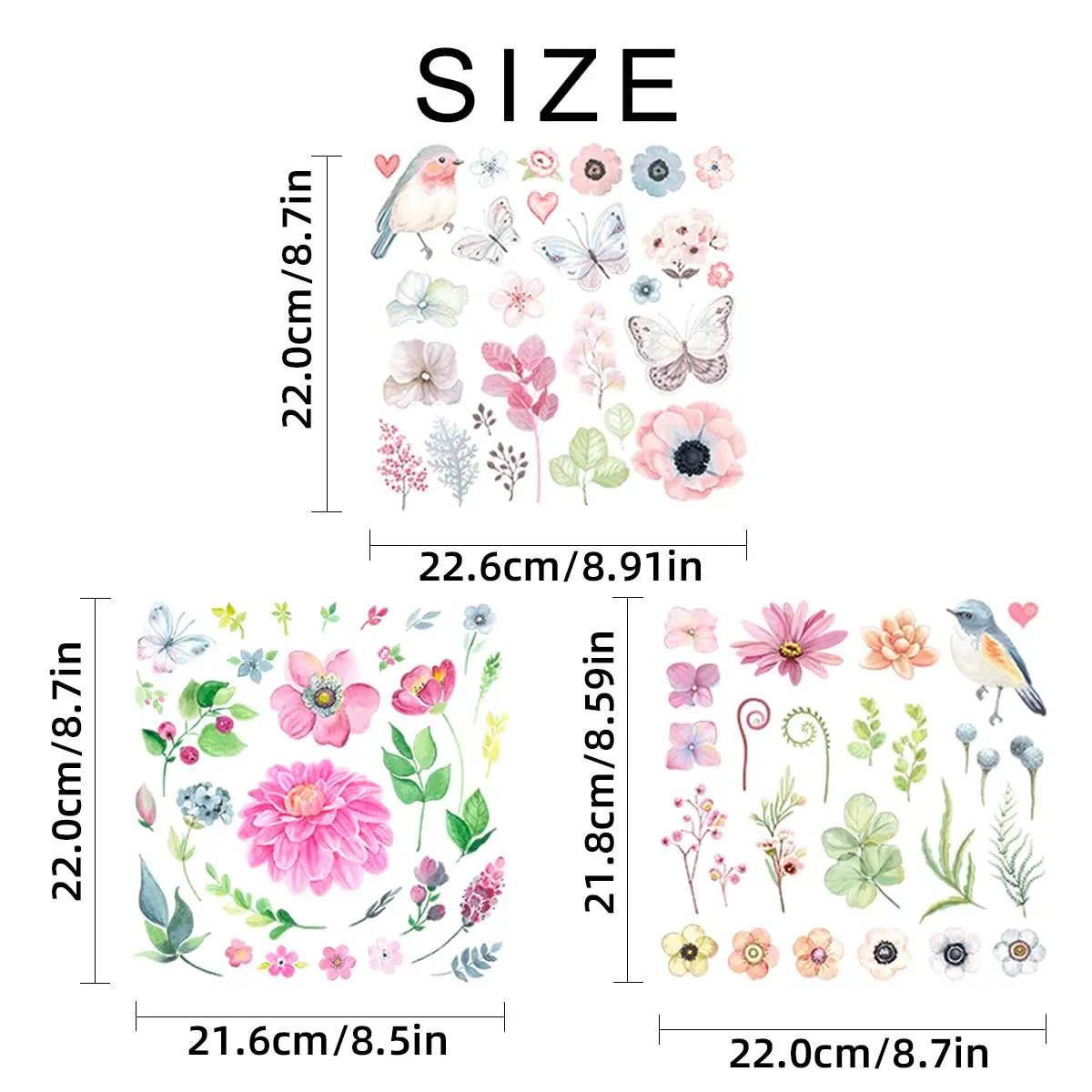 Flower Birds Leaf Butterfly Iron on Heat Transfer Sticker Patch for T-Shirt Clothing Jeans Backpacks Pillow DIY Decoration