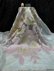 African Jacquard Organza Brocade Luxury Fabric Damask Tulle Mesh Gilding Lace French Net Dress Material Brocard Tissu 5Yard CJ11