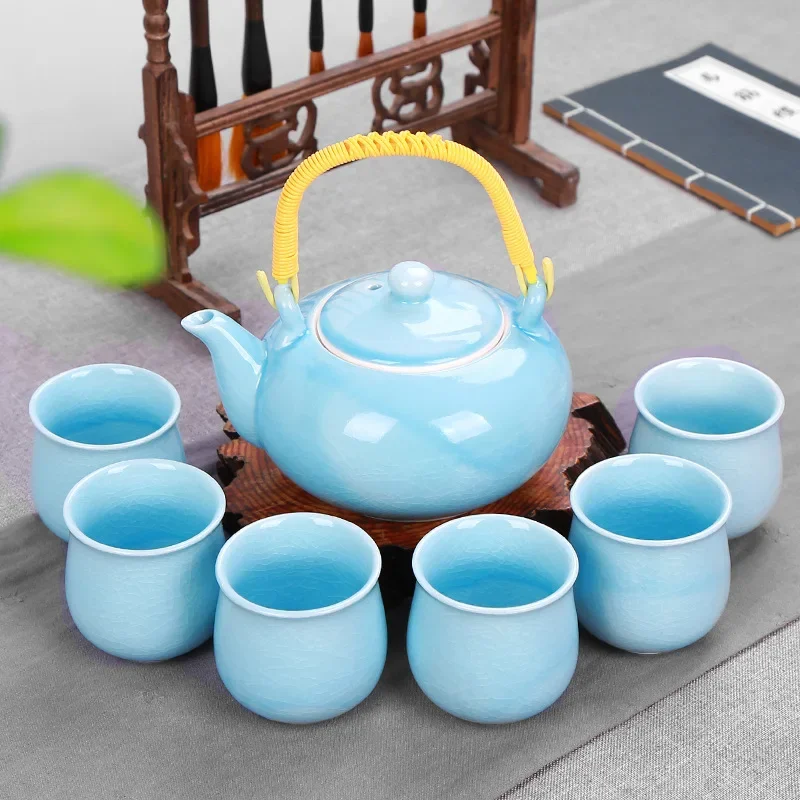 

Candy Color Large Capacity Chinese Kung Fu Tea Set Accessories Teapot Teacup Coffee Pot&Cups Can Use for Teahouse & Home Bar