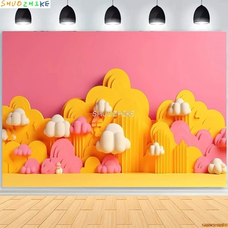

Studio Is Decorated With Balloons Blue Holiday Photography Backdrops Props Baby Newborn Birthday Party Photo Background DA-06