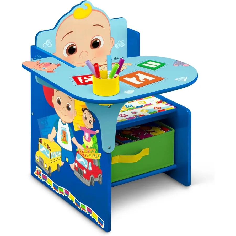 Silla de escritorio ajustable con contenedor de almacenamiento integrado para uso en el hogar, escuela y sala de juegos, diseño ecológico con Greenguard Gold C