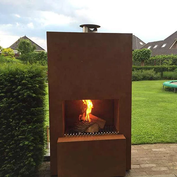 

Patio Heater Metal Outdoor Chiminea Wood Burning Corten Steel Garden Fireplace