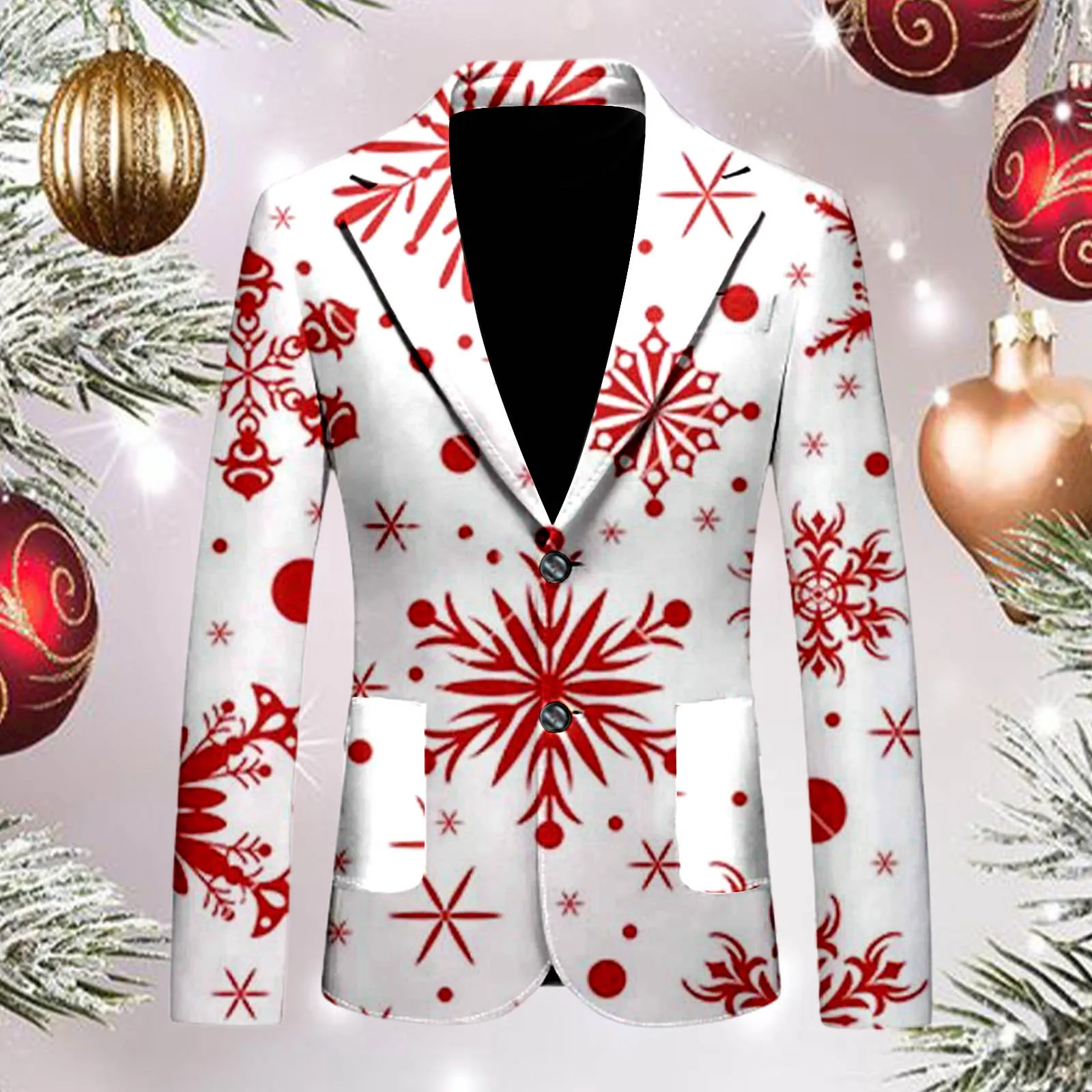 Christmas Men\'s Casual Suit Jacket Single-breasted Suit Coats Fashion Men Printed Casual Blazers Casual Jackets For Party