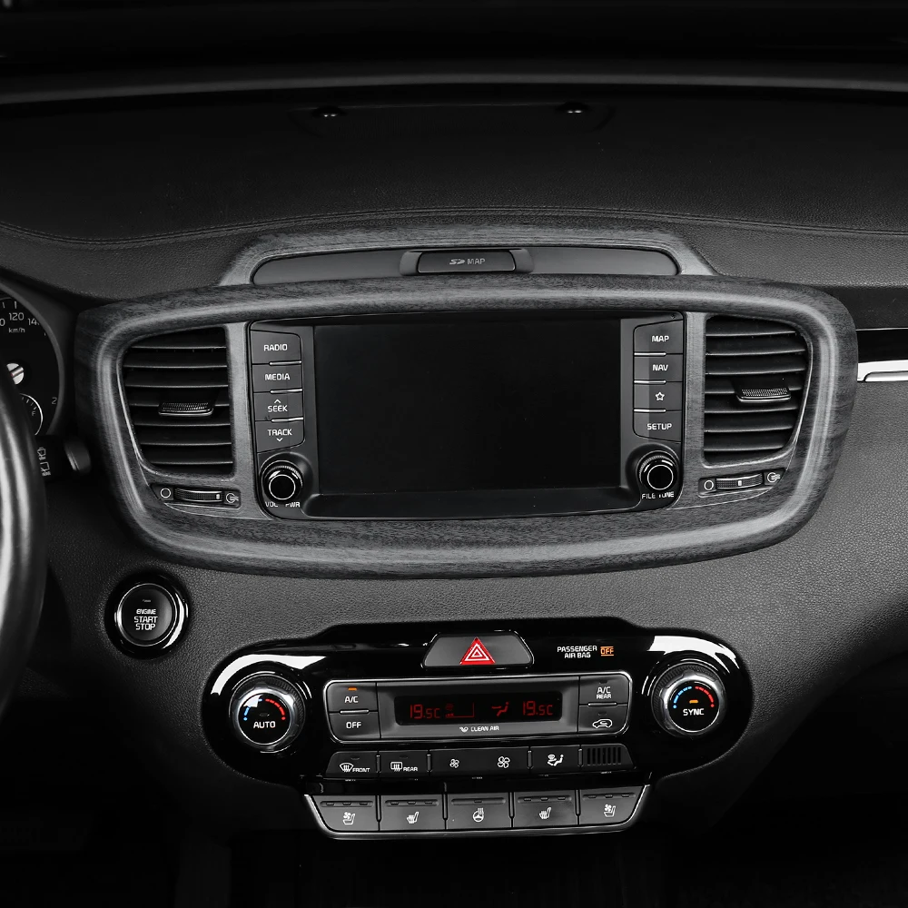 Für Kia Sorento 2014-2020 Carbon-Faser Mittelkonsole Lüftungsabdeckung Instrumententafel-Verkleidung Auto-Innendekor Zubehör LHD – Detail 9