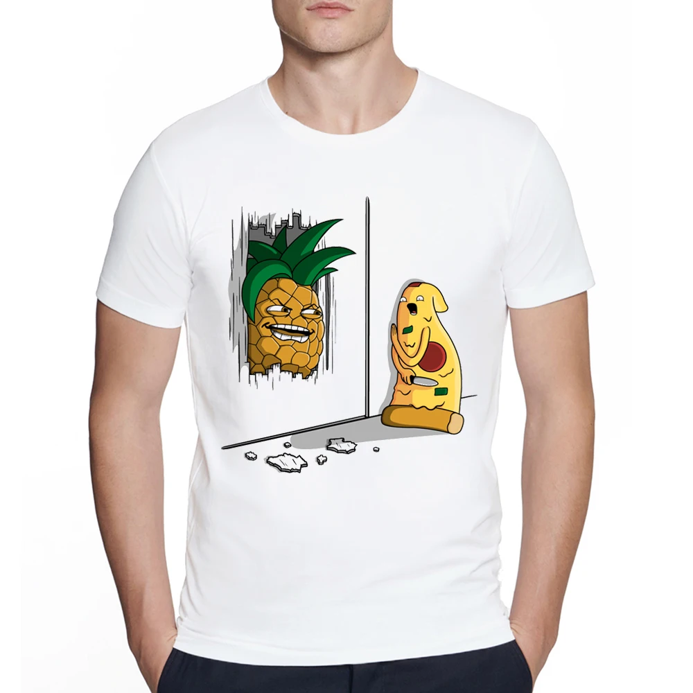 Newest Funny Here's Pineapple Pizza Design Print T-Shirt Fashion Cartoon yummy food TShirt Men's Novelty spoof The Shining Tops