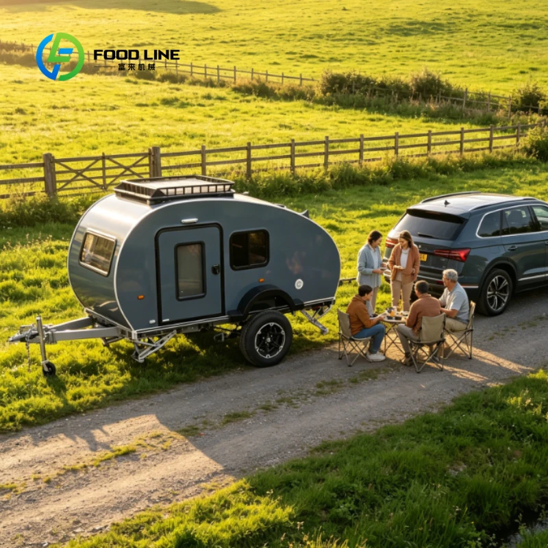 Customized Waterproof Teardrop Camper Trailer with Metal Roof Rack, Lightweight Tiny RV for Family Outdoor Self-Driving Camping