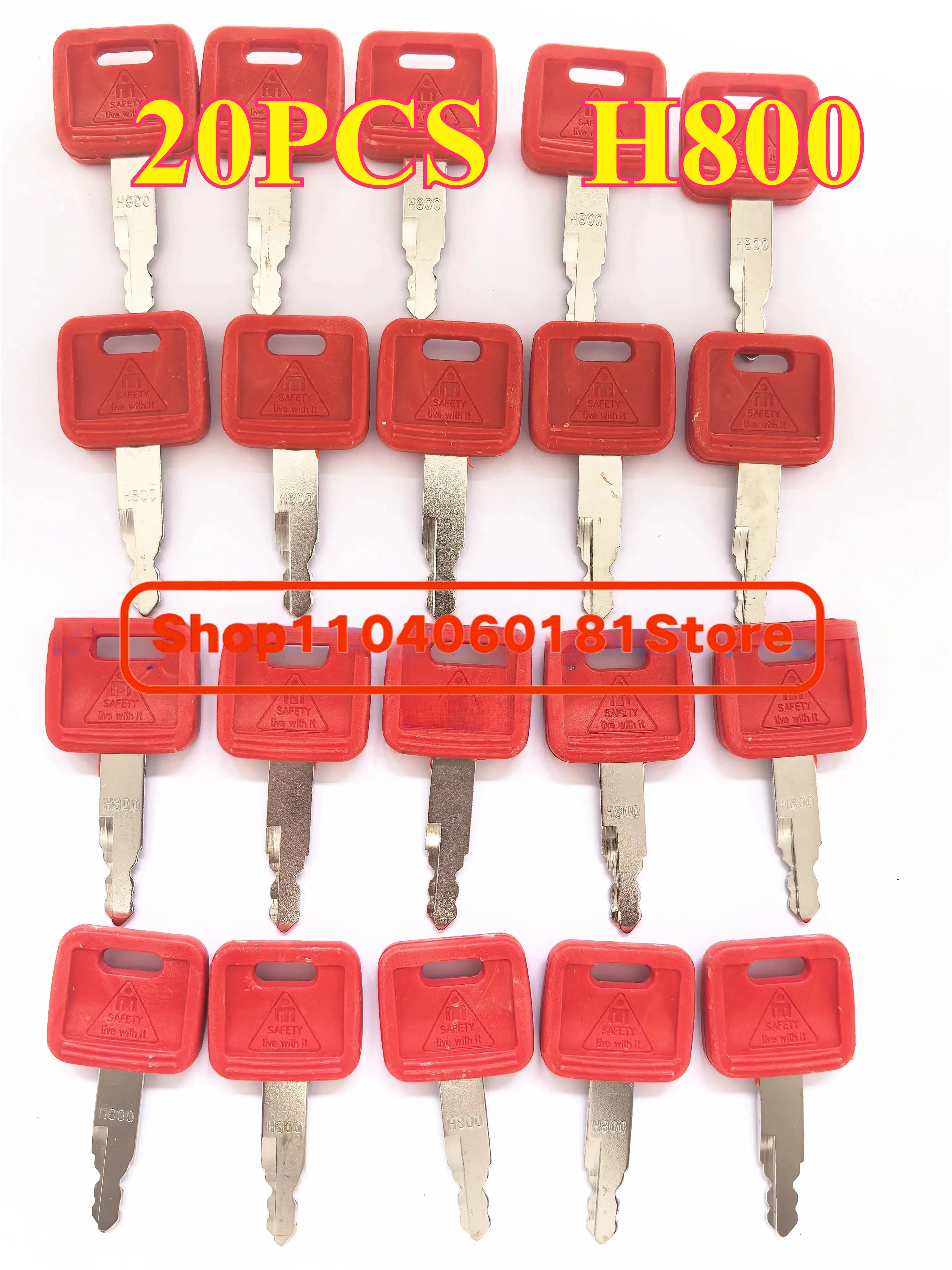 

20PCS H800 With Logo AT147803 Ignition Key AT194969 For Hitachi JohnDeere NewHolland Excavator