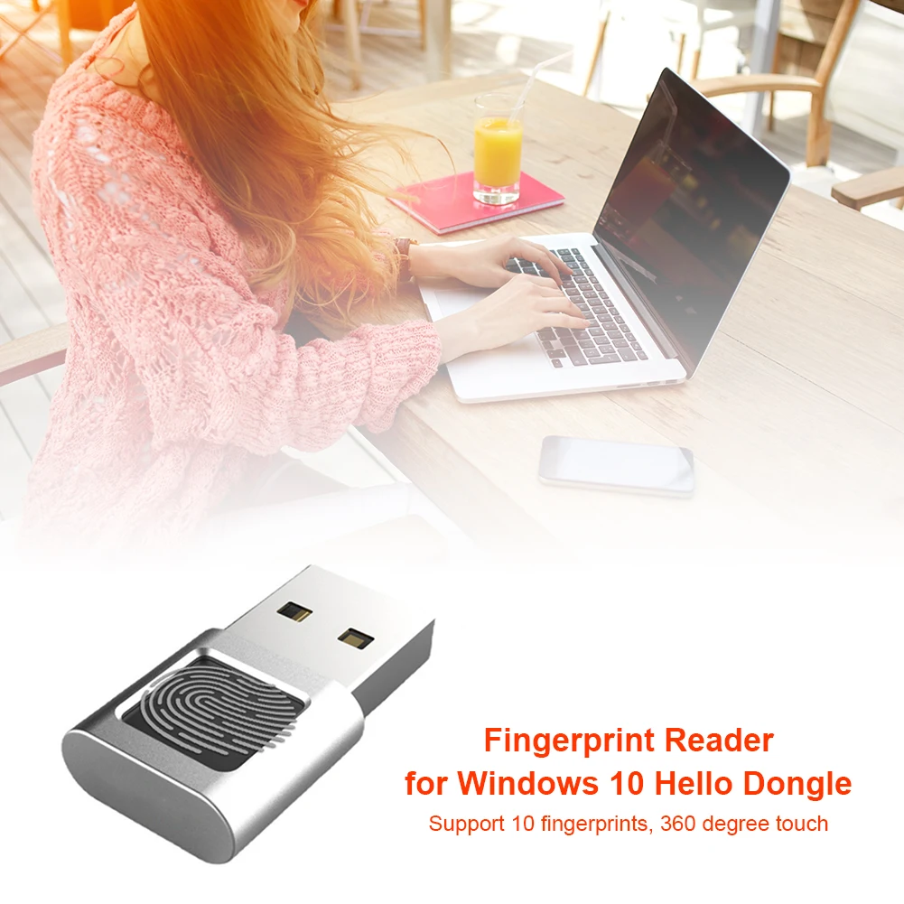 USB Fingerprint Reader Module for Windows 10 Hello Dongle Biometric Security Key 360 Degree Touching