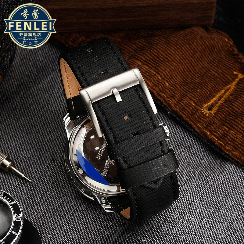 Pulsera de piel auténtica para hombre, banda de cuero de vaca, 23mm, alta calidad, 5054, 5200, 5000, 5015