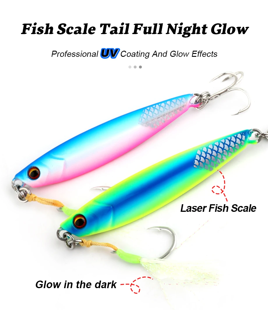 FJORD Flache, langsam leuchtende Metall-Jig-Blei-Angelköder, Salzwasser, 20 g, 30 g, 40 g, 60 g, Shore Casting, künstliche Köderhaken, Angelgerät – Detail 1