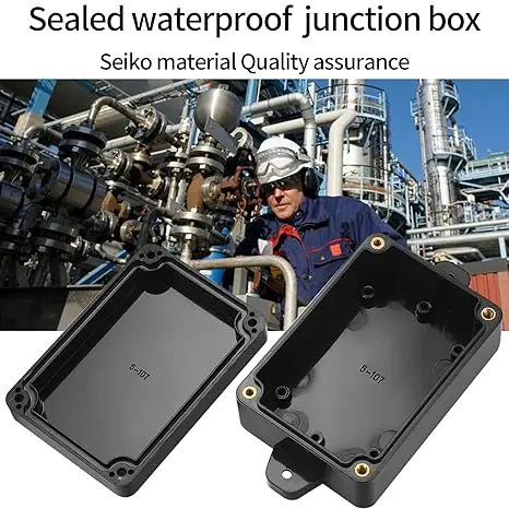 กล่องต่อสายไฟภายนอกอาคาร สีดำ ทนไฟ กันน้ำ ผลิตจากวัสดุ ABS ได้มาตรฐานกันน้ำระดับ IP67