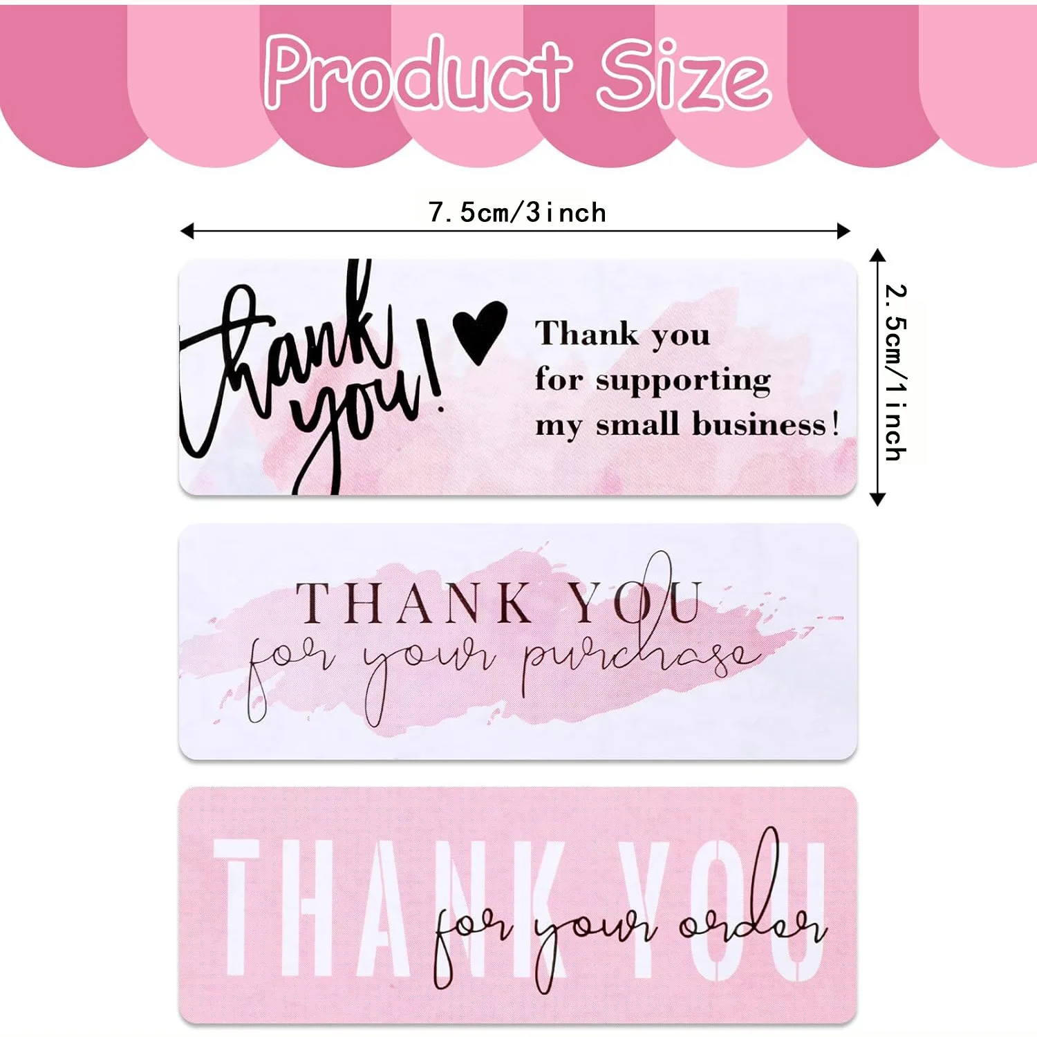 Cute Thank You for Your Purchase Stickers 2.5x7.5cm Roll for Gift Wrapping, Handmade Crafts & Package Decoration