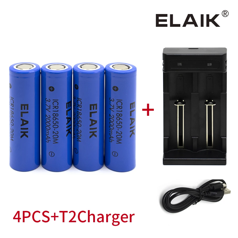 Original high quality 18650 battery 2000mAh 3.7V 10A lithium ion rechargeable battery for 18650 flashlight+charger