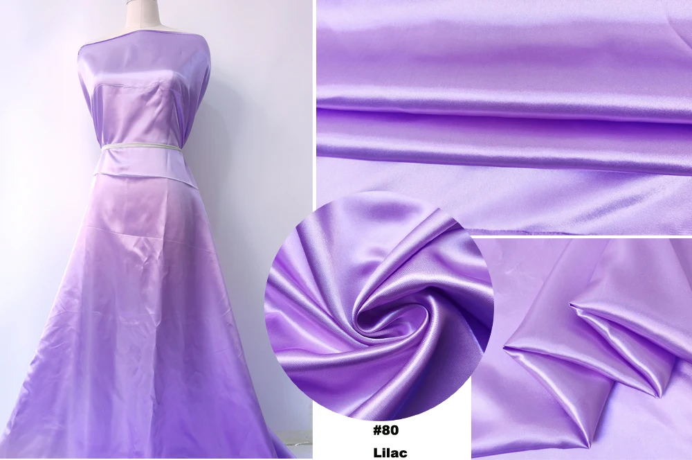 Solid Satin 58" Wide | 1Meter | 2Meters | 5Meters | Silky Charmeuse Scarf Craft DIY Fabric Purple image 3