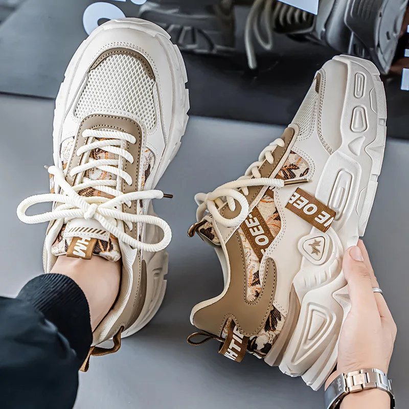 

Men's Platform Sneakers Fashion Mixde Color Vulcanized Shoes High-top Comfortable Lace-up Men's Casual Shoes Street Skate Shoes