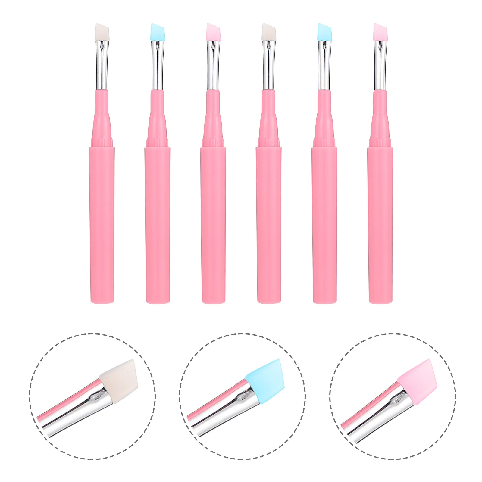 6Pcs Silicone Eyebrow Brush Professional Multi-Use Makeup Tool for Lip Balm Gloss Powder Eyeliner Portable Applicator