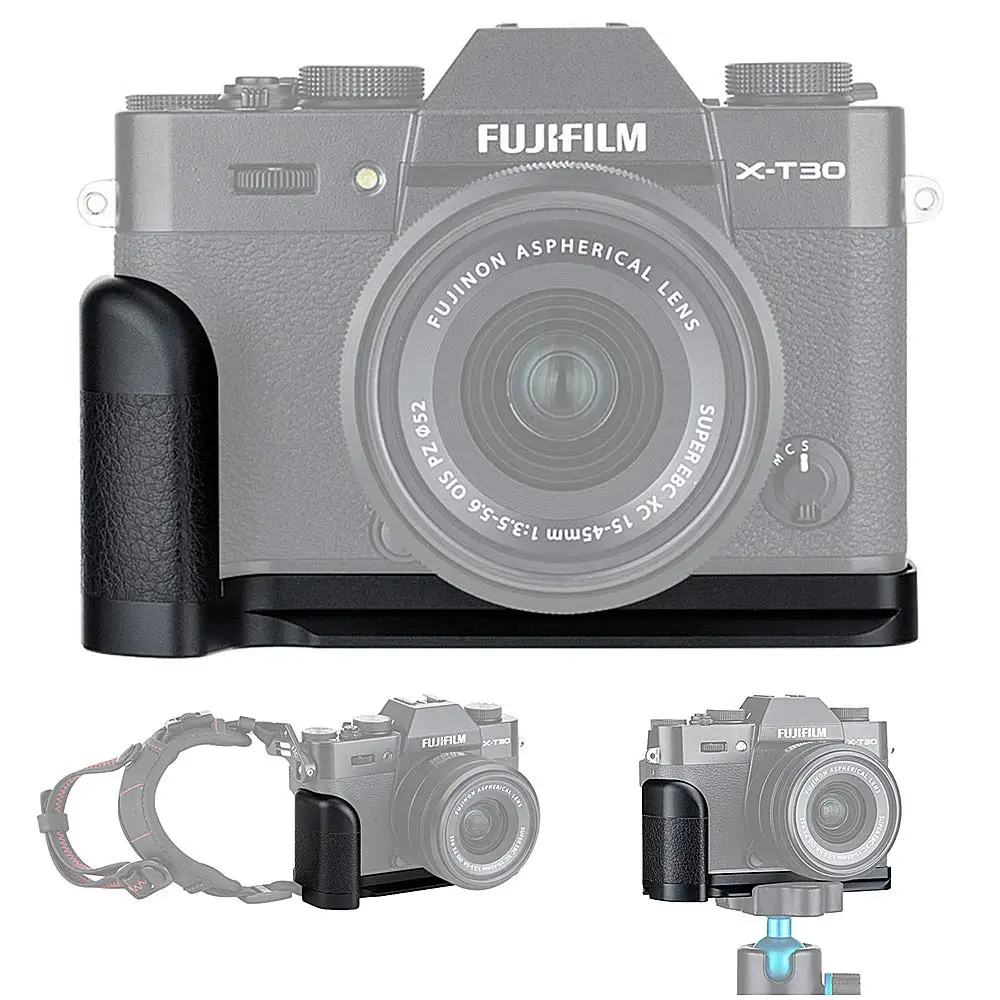 JJC MHG-XT10 Metalowy uchwyt ręczny L Bracket do Fujifilm X-T30 III II X-T30 X-T20 X-T10 Antypoślizgowy uchwyt z otworem na klapkę komory baterii