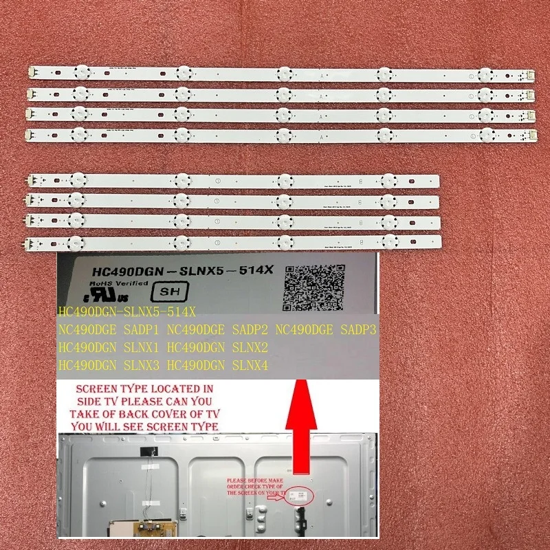 8 Uds barra LED para TV 49UH610V 49UH610A 49UH6100 49LF5100 49UH6030 49UF640V 49UF6407 49UH6507 49LF510V 49UH617Y TVE_WICOP_49 pulgadas