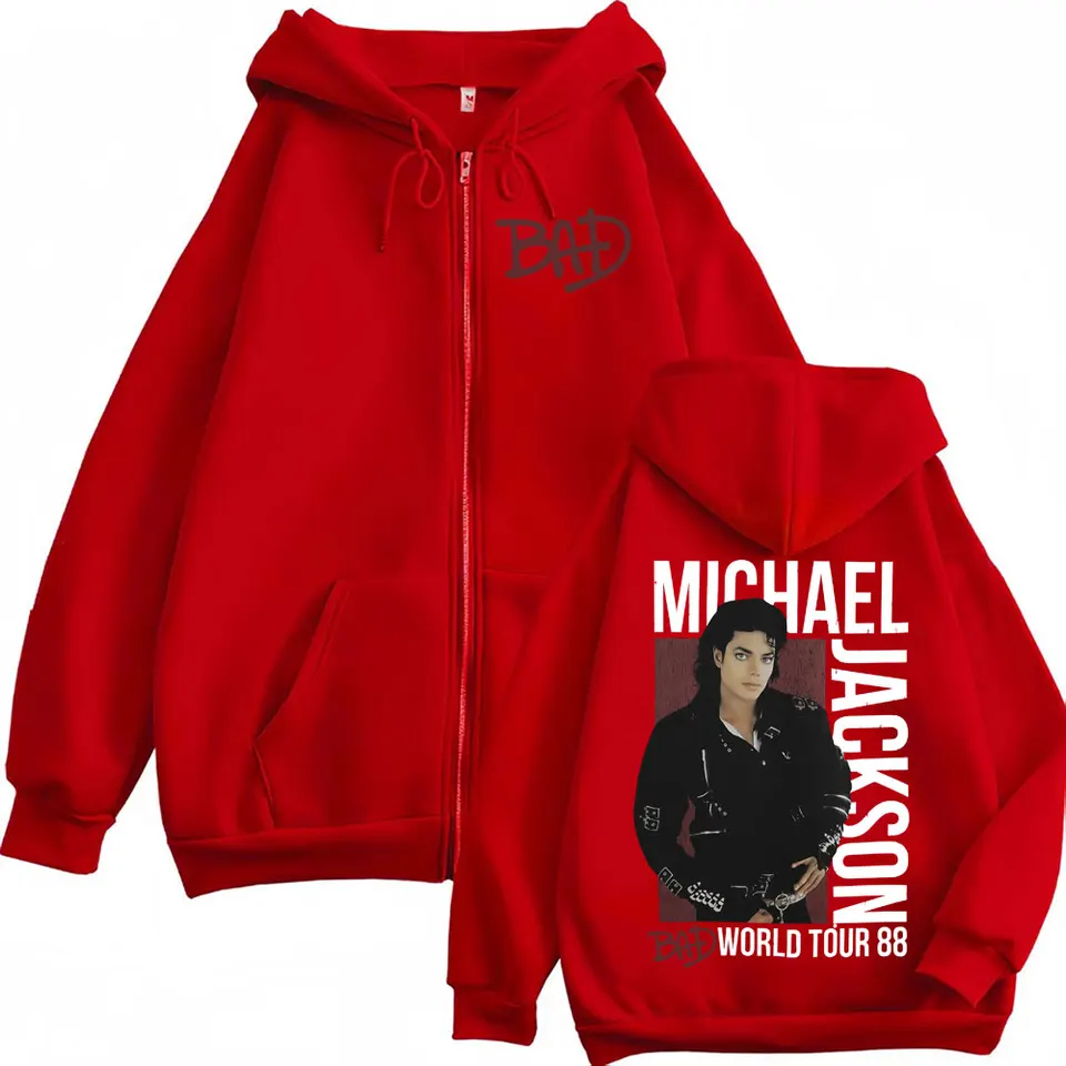 Michael Jackson King of Pop Bad World Tour Zipper Hoodies Men