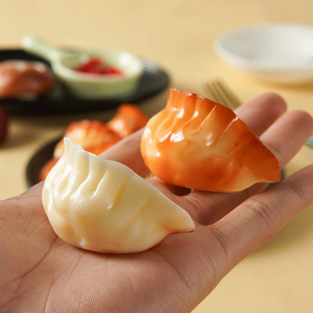 4 Pcs Simulation Dumpling Model Adornment Ornaments Lifelike Food Pvc Artificial Models