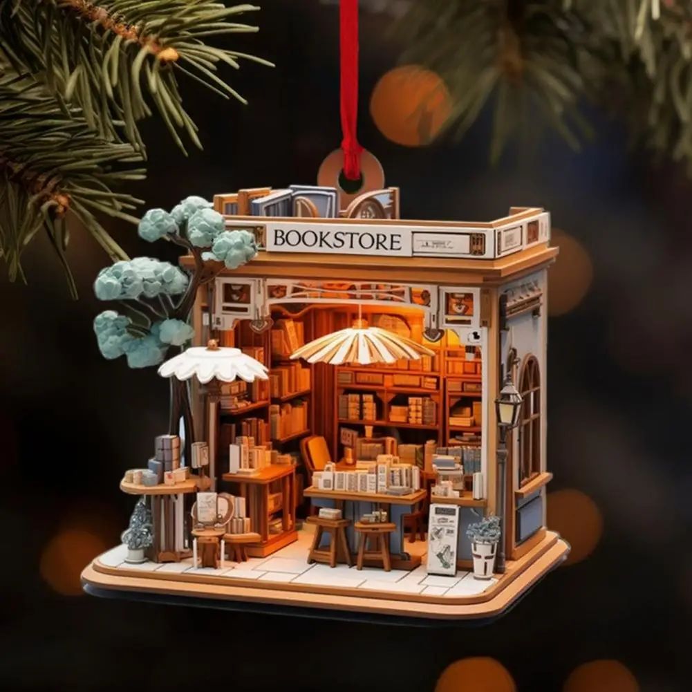 

Unique Christmas Tree Ornament Christmas Bookstore Ornament Acrylic Book Lover Christmas Tree Ornament Holiday for Bookworms