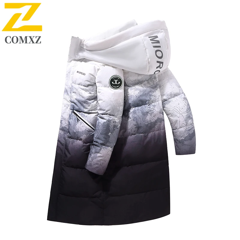 

Men Parka Coat Gradient Stylish Warm Windproof Hiking Travel Winter Jacket Skiing Cold Proof Baggy Handsome Cotton-Padded Jacket