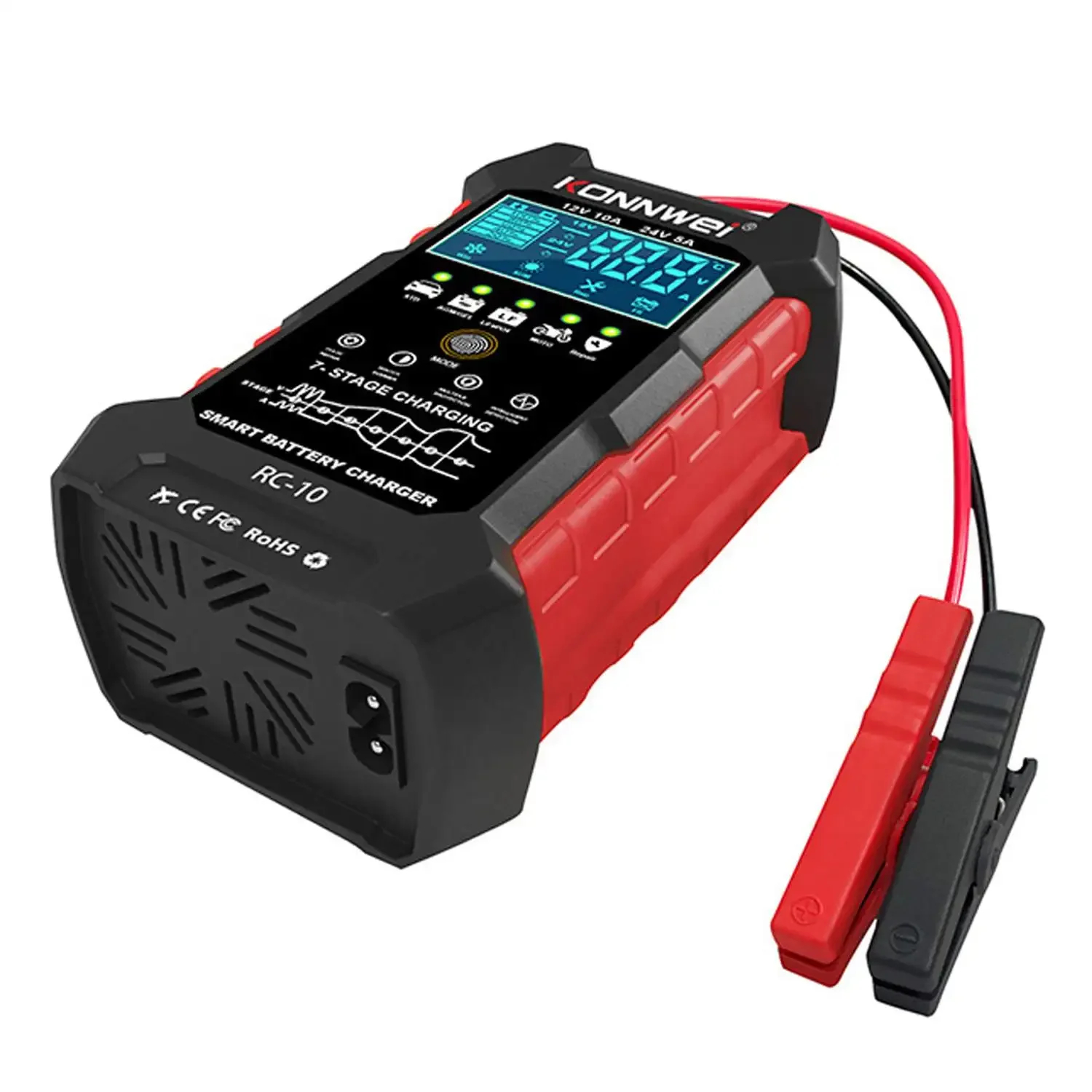 

12V 10A & 24V 5A Smart Automatic Battery Charger & Pulse Repair Tool 100-240V/50-60Hz