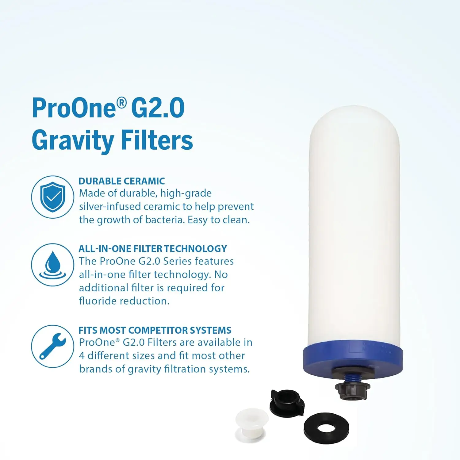 Gravity Water Replacement Filter, Fits Big+ Countertop Gravity Filtration System And Most Other Brands Set of 4 Filters