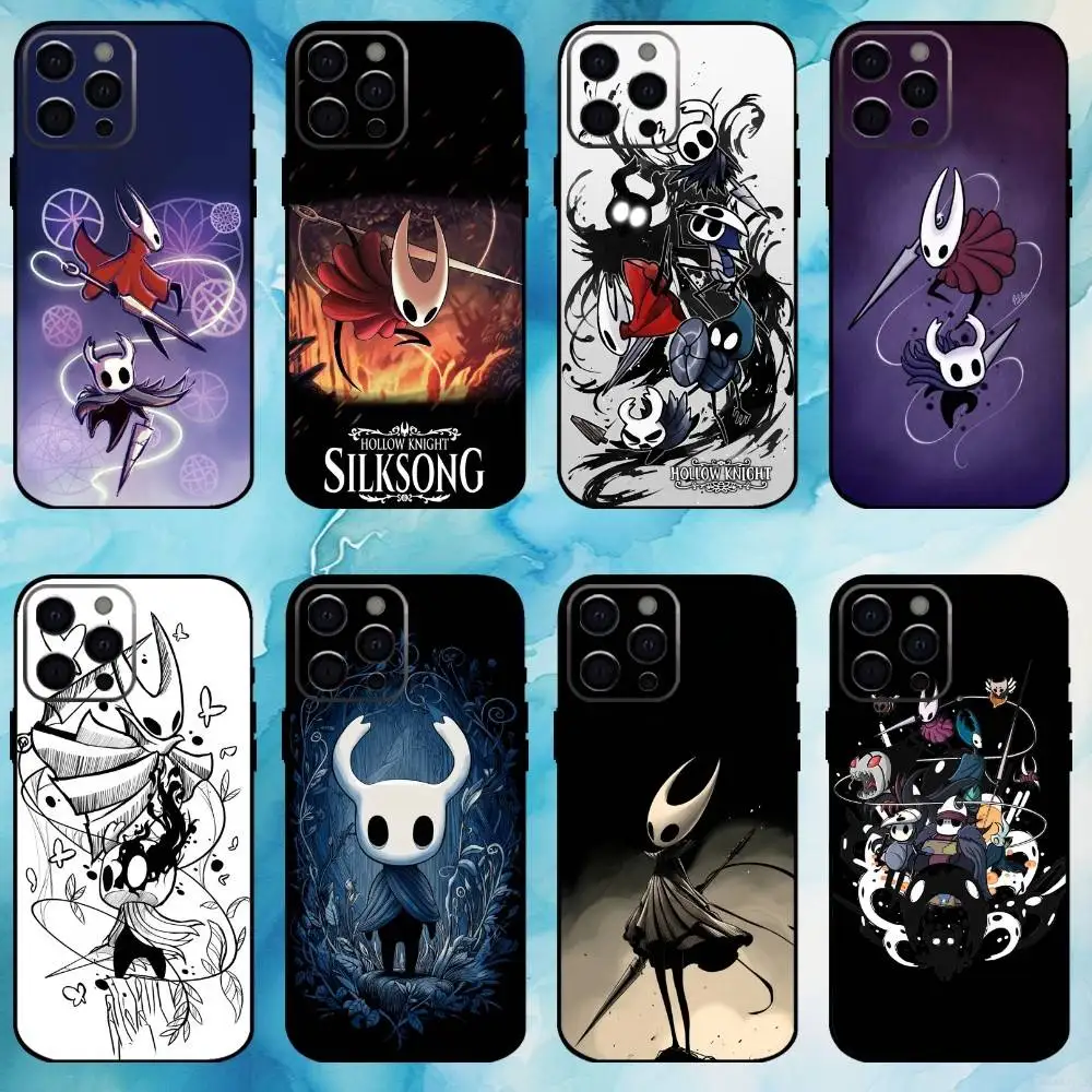 

H-Hollow K-Knight Silksong Phone Case For iPhone17,16,15,14,13,12,11 Plus,Pro Max Soft Black Cover