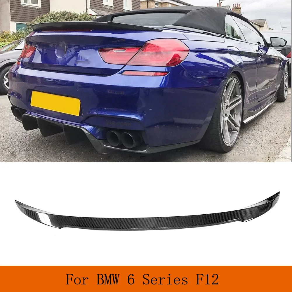 Fit for BMW 6 Series F12 640i 650i M6 Convertible 2013-2018 Rear Boot Lid Highkick Wing Lip Carbon Fiber Trunk Racing Spoiler