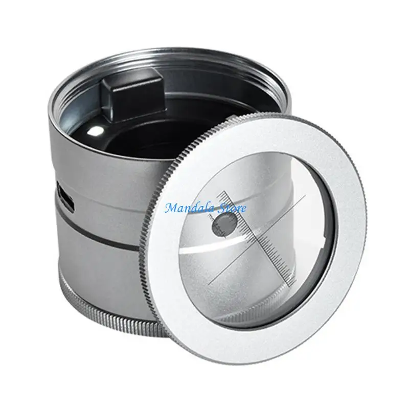 

U2JC Magnifier Glass 10X Lens with Scale LED Light Magnifier Glass for Jewelry Coin Stamp Inspection