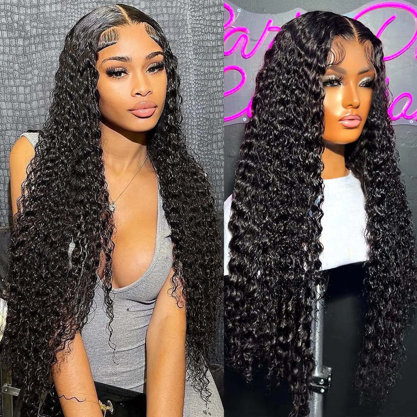 Deep Wave Frontal Wig 13x6 13x4 HD Transparent Lace Frontal Wig 30 32 Inch Lace Front Wig  Closure Human Hair Lace Frontal Wig