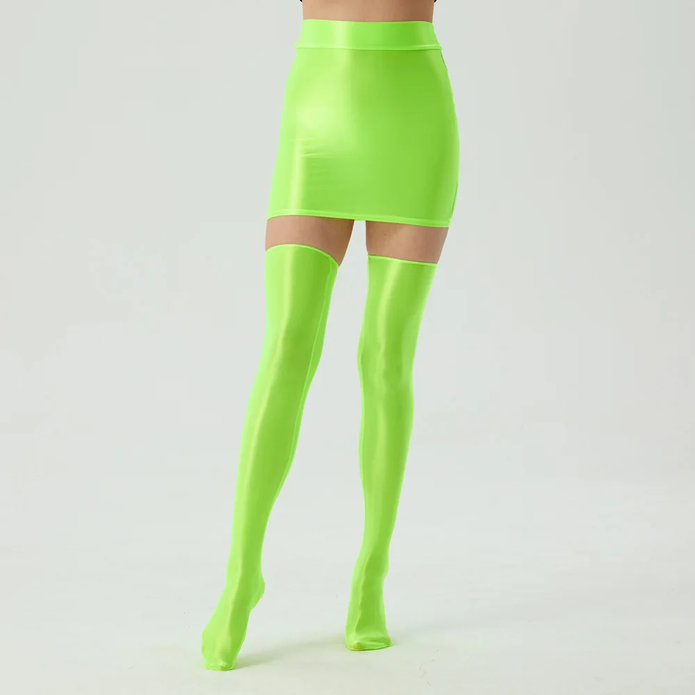 تنورة فائقة الإغلاق، تنورة مرنة حريرية غير عادية، تنورة ضيقة جذابة، تنورة زيتية لامعة للغاية