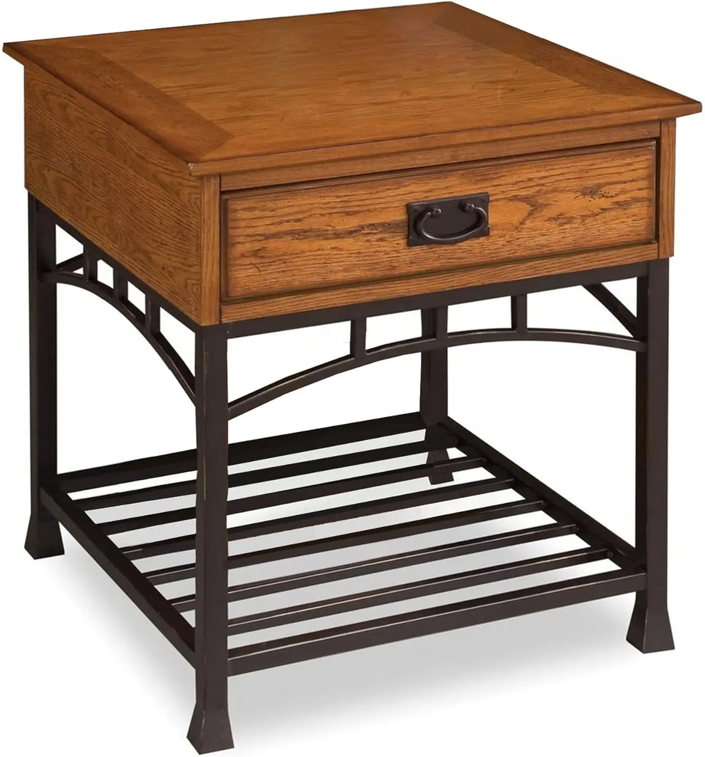 Craftsman Distressed Oak End Table by Brown 22D x 22W x 24.5H in