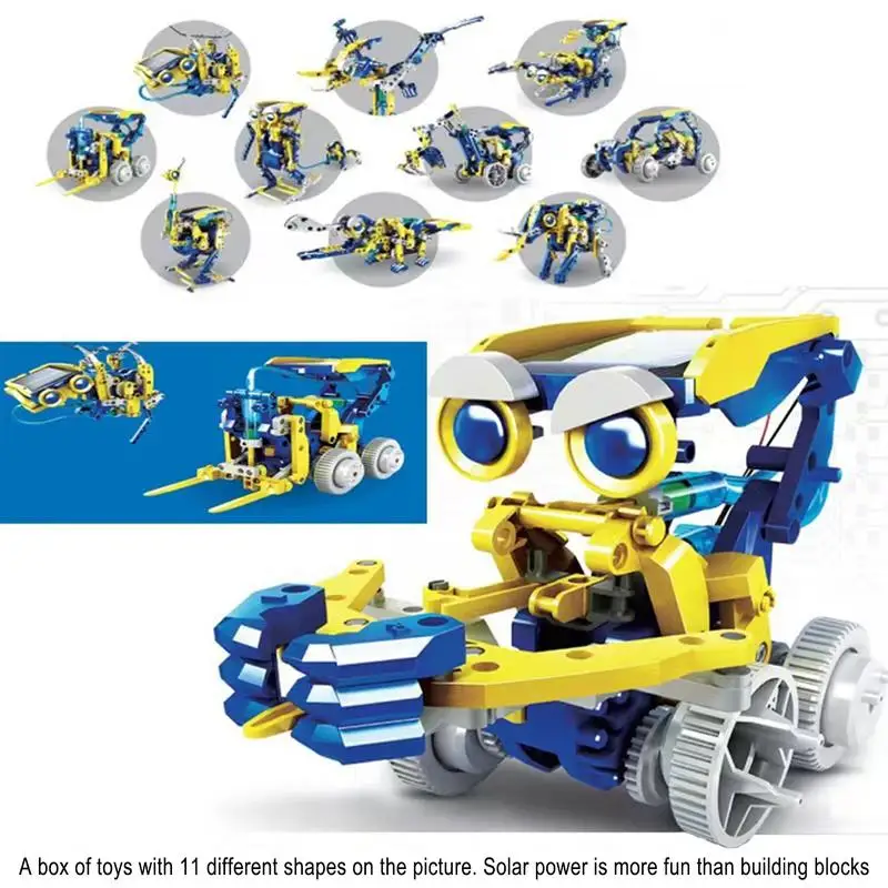 Auto-montado Solar Powered Robot Brinquedos, educação infantil para estudantes, engenharia Building Block Kit, F0R