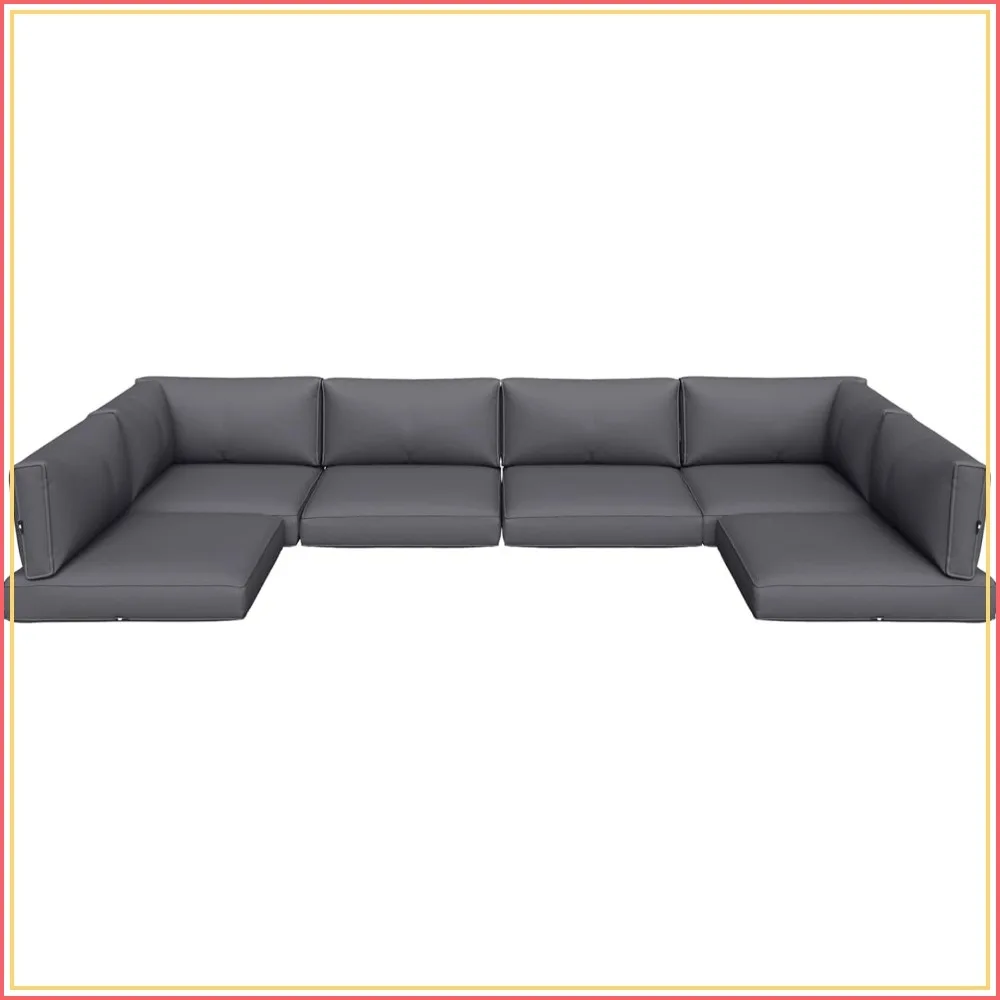 14-Piece Outdoor Replacement Cushions for 6-Seat Wicker Sectional, Dark Grey