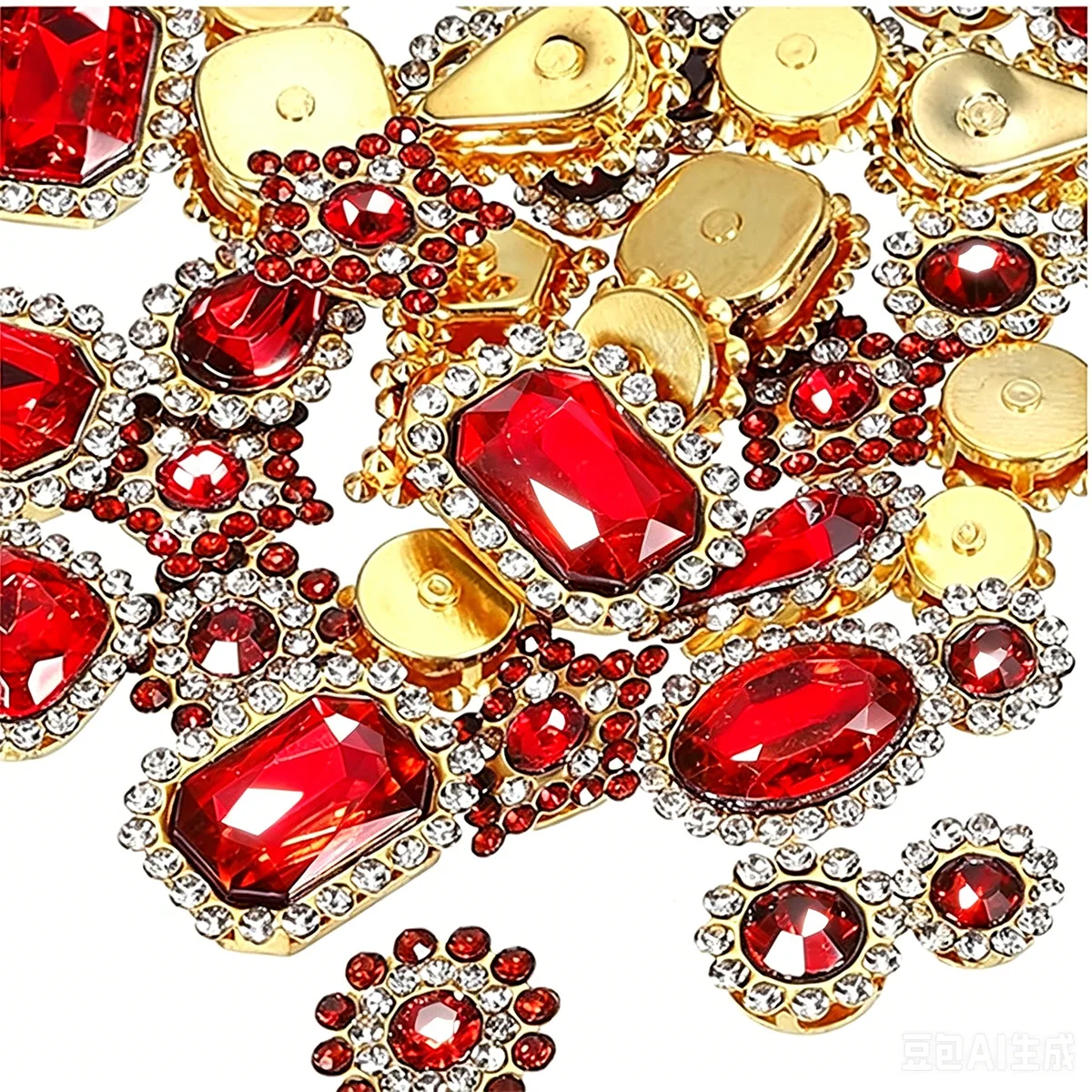 150 Stück vergoldete schwarze Kristall-Strass-Applikationen zum Aufnähen, glitzernde Legierungs-Dekorationsknöpfe für Kleidung und Accessoires – Detail 5