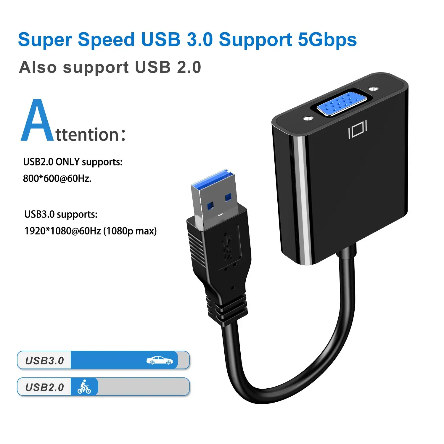 

USB to VGA Adapters Converter 1080P Computer To Monitor Expansion Screen Suitable for Projectors Laptops Monitors PC TVs