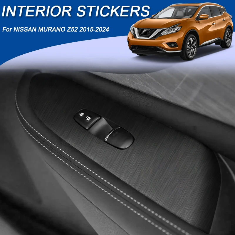 

For NISSAN MURANO Z52 2015-2024 LHD Car Carbon Black Interior Sticker Lifting Window Panel Decal Gear Door Protective Film