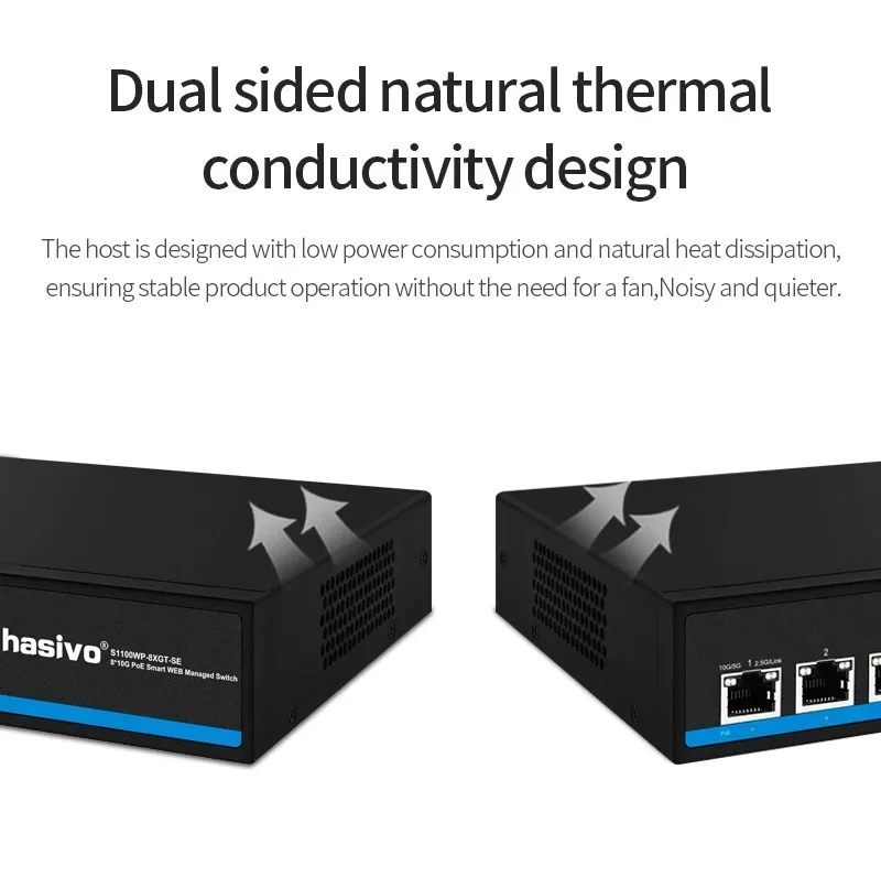 2025 hot sale Hasivo All 10 Gigabit PoE or Without PoE Ethernet Switch 8*10gbps RJ45 Port Network Plug and Play 10gbe 10gb 10000