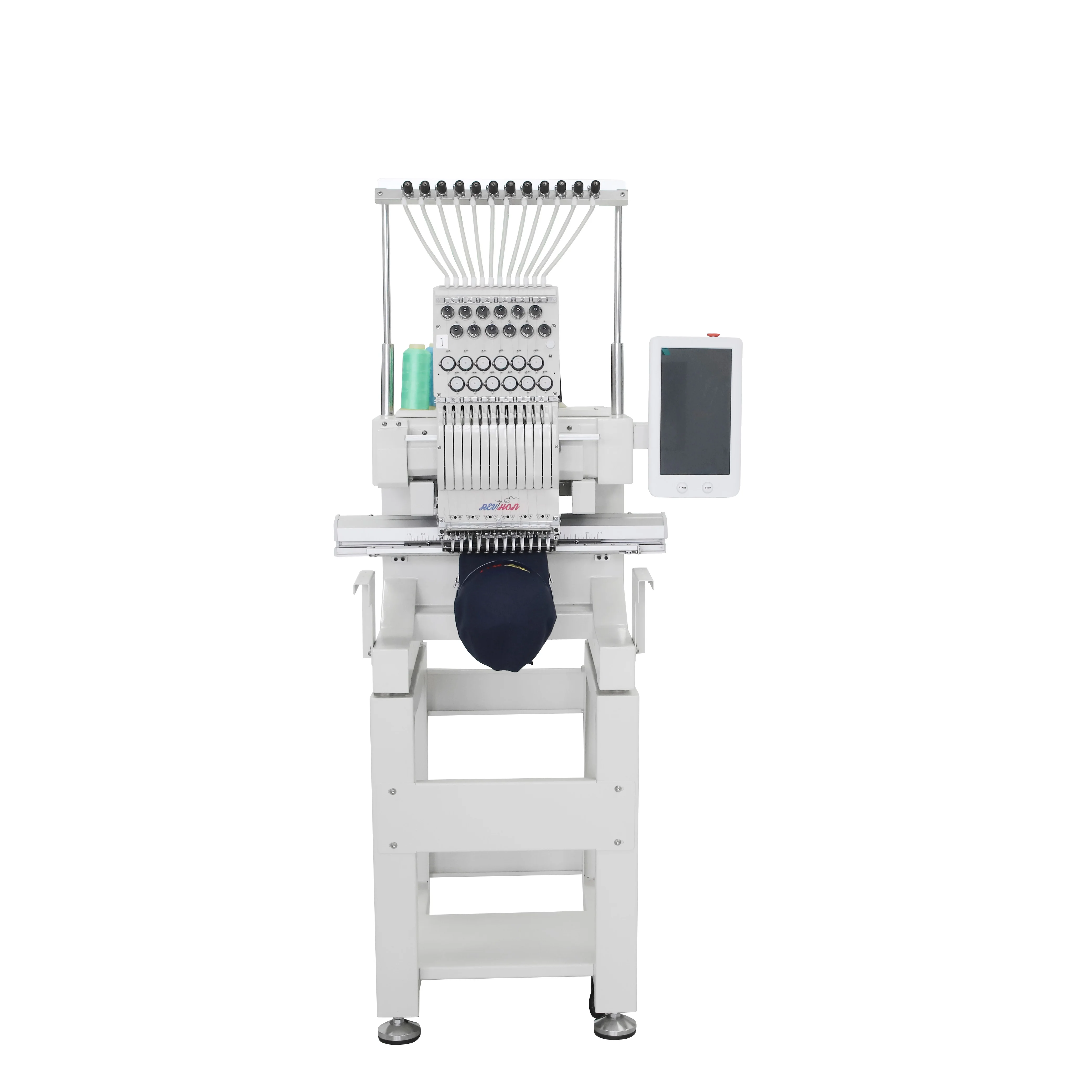 REVHON Computerized Single Head Flat Embroidery Machine-High-Speed 1200 RPM Long Service Life for Printing Shops Retail