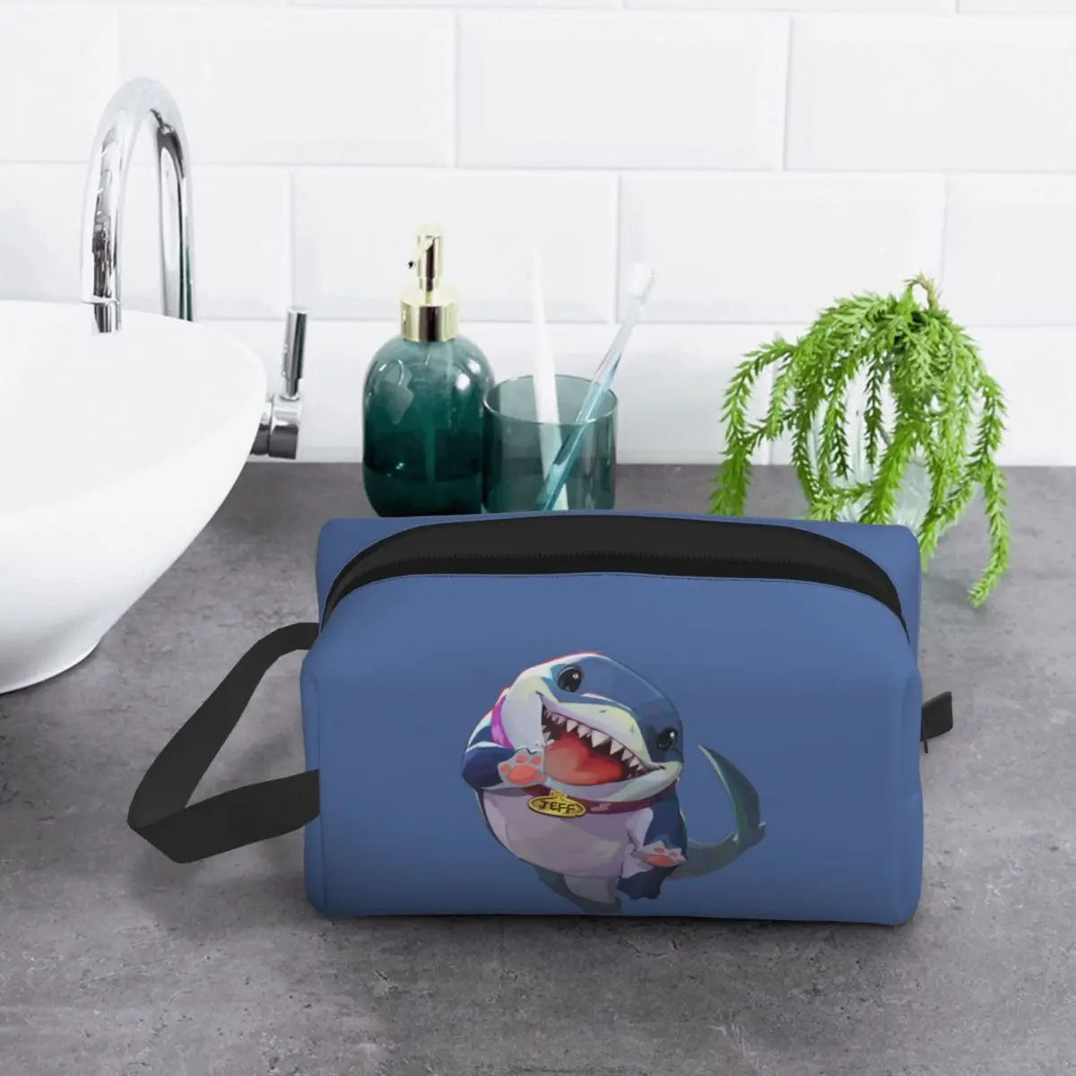 حقيبة مكياج جيف ذا لاند شارك، منظم مستحضرات التجميل، مجموعة أدوات التخزين، حقيبة مستحضرات التجميل للنساء، مقلمة للسفر