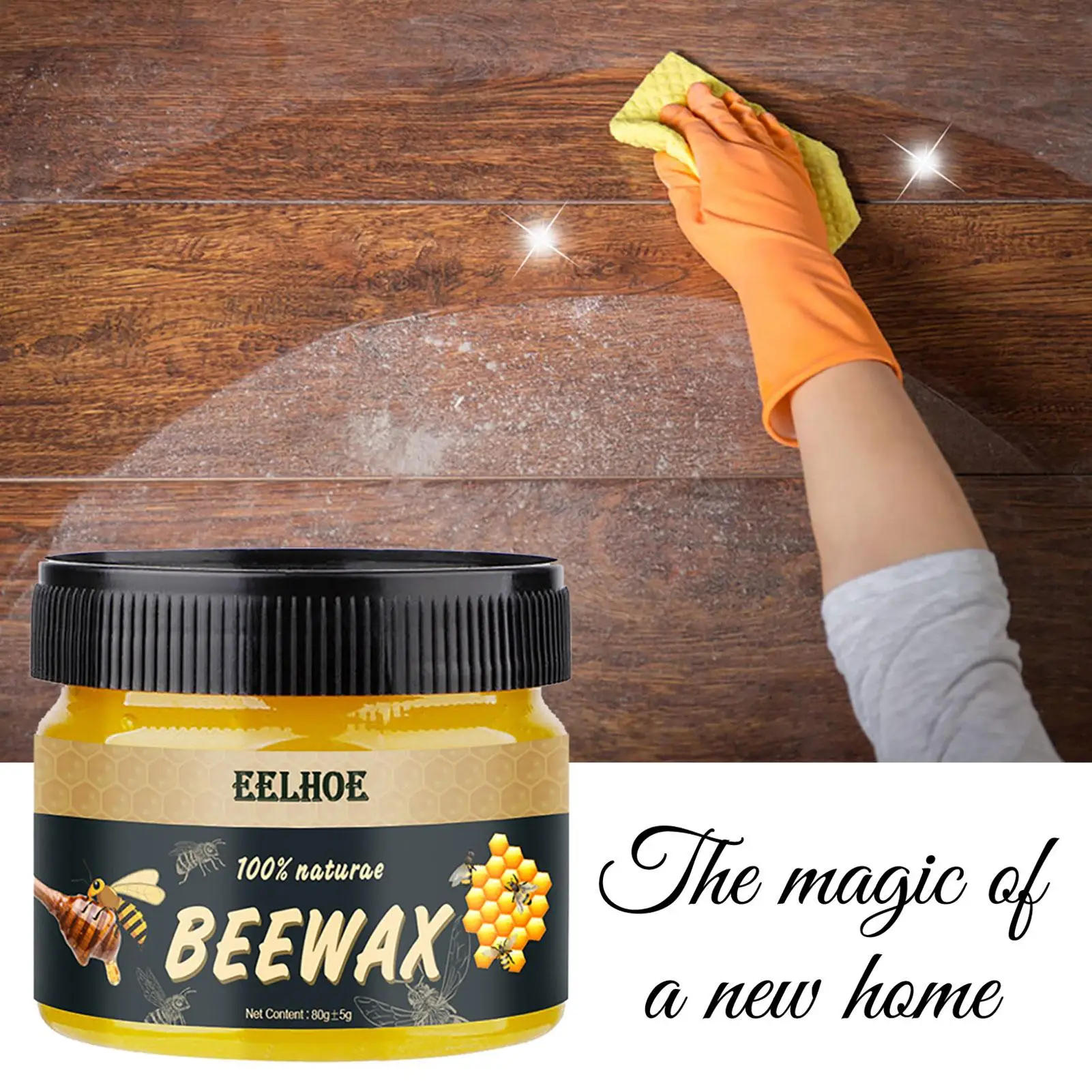 80/40g Bees Wax Finish And Cleaner Protective Multifunctional Wood Finish Natural Wax Traditional Wood Wax Furniture Finish