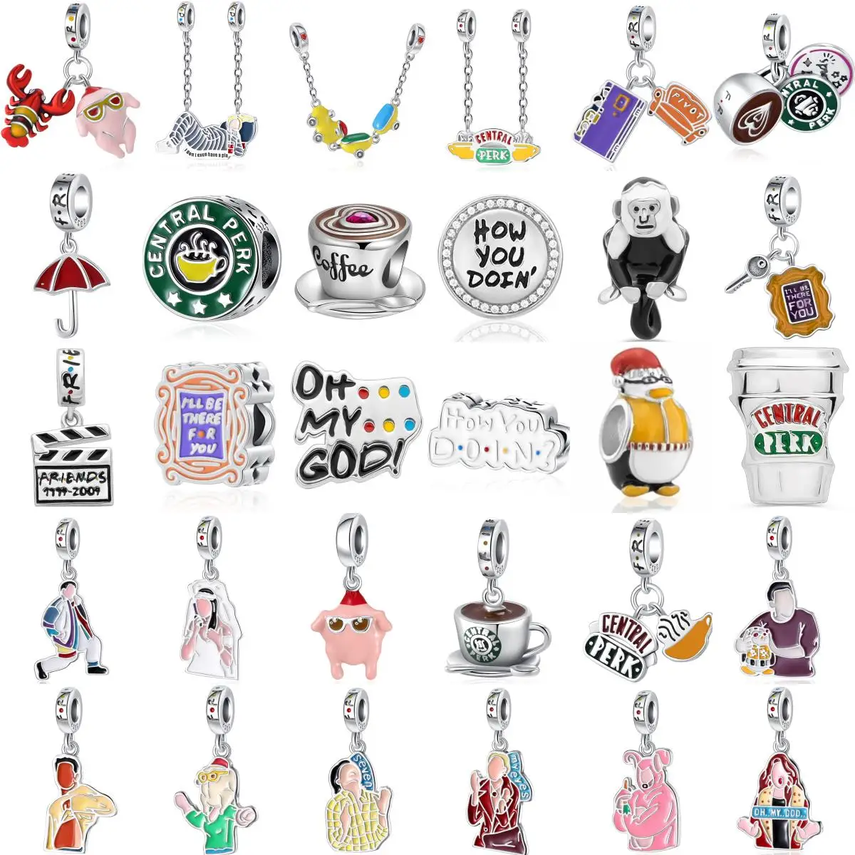 2026 New 925 Sterling Silver Charm TV Show Friends Collection Party DIY Fine Bead Fit Original Pendant Charms Bracelet For Women