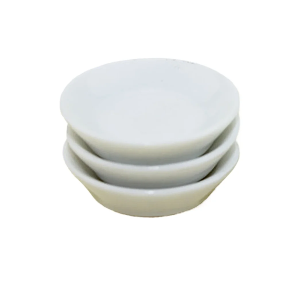 3Pcs 1/12 Dollhouse Miniature Accessories Mini Ceramic Food Plate Simulation Kitchen Fruit Dish for Doll House Decoration bjd