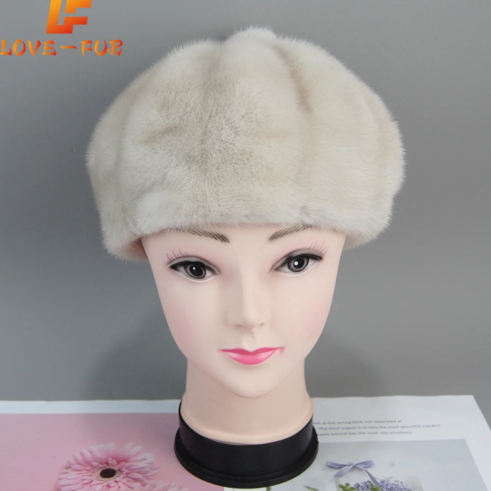 

Women Lovely Girl Winter Warm Real Mink Fur Cap Luxurious Handmade Genuine Mink Fur Hats Good Quality Lady Natural Mink Fur Hat