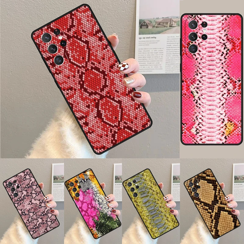 Snake Skin Print phone case Cover For Samsung Galaxy S24 Ultra S21 S22 Ultra S8 S9 S10E Note 10 Plus Note 20 FE S23